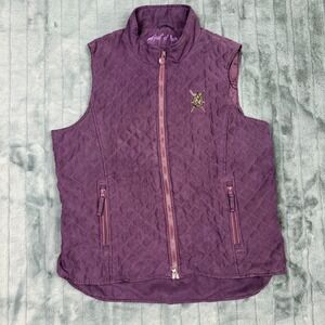 Outback Trading Co Purple Quilted Micro-Suede Vest Womens XL Equestrian 2058